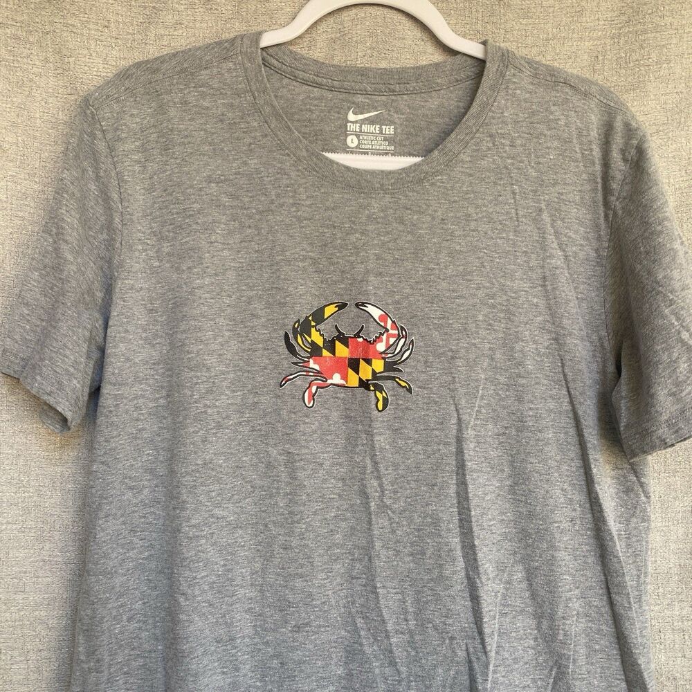 Nike Gray Maryland T-Shirt Large State Flag Crab Graphic Tech Tee